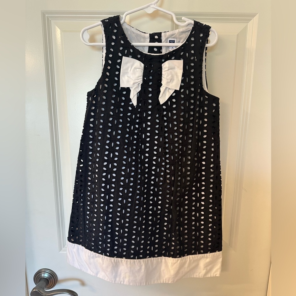 Janie and Jack Eyelet Shift Dress with Bow Black and White Kids Dress